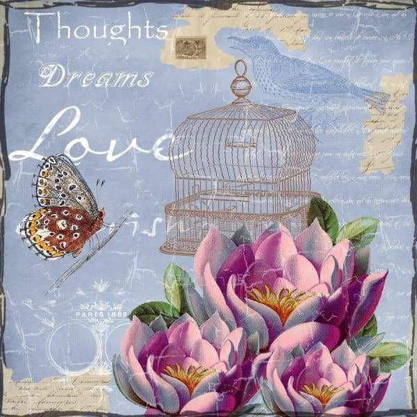 Quote Diamond Painting Kit - Thoughts Dreams Love-Square 20x20cm- - Paint With Diamonds