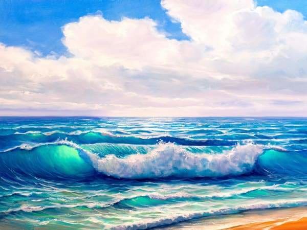 Ocean Diamond Painting Kit - Tranquil Blue Wave-Square 15x20cm- - Paint With Diamonds