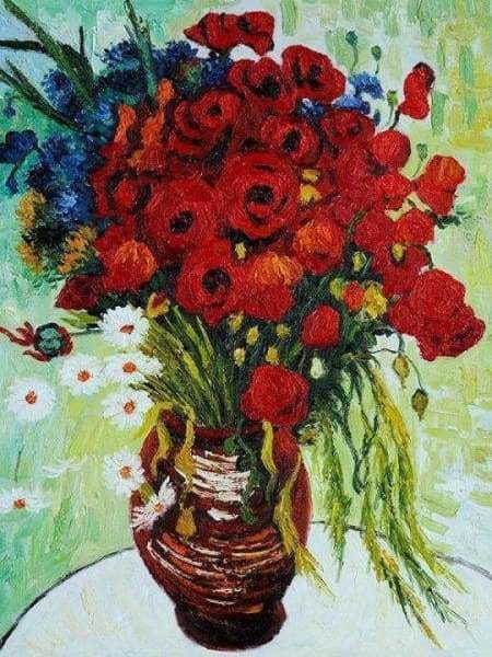 Flower Diamond Painting Kit - Vase With Daisies And Poppies-Square 15x20cm- - Paint With Diamonds