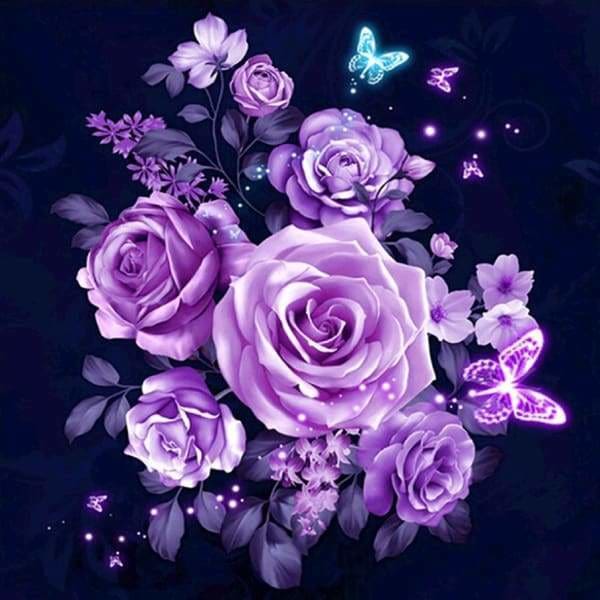 Flower Diamond Painting Kit - Violet Lumination-Square 20x20cm- - Paint With Diamonds