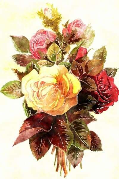 Flower Diamond Painting Kit - Watercolor Bouquet-Square 20x30cm- - Paint With Diamonds