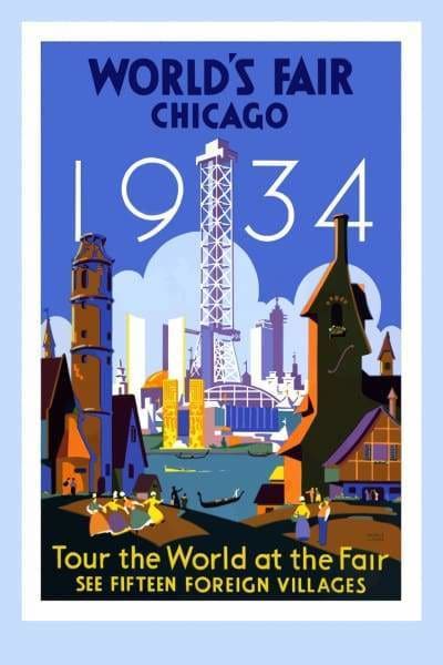 Skyline Diamond Painting Kit - World's Fair Vintage Poster-Square 20x30cm- - Paint With Diamonds